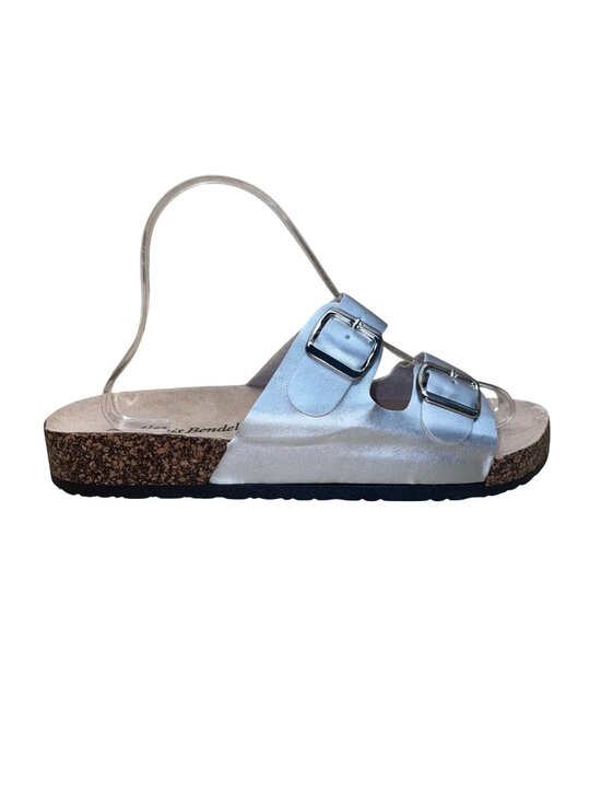 Alexis Bendel Shoes - Alexis Bendel Women’s Silver Double-Buckle Cork Sole Kylie Slip-On Sandal Size 9